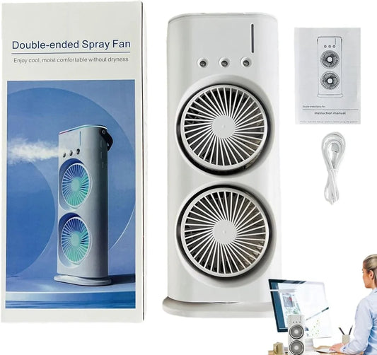 Portable Mist Spray Fan Double-Ended Cooling Fan with Water Mist