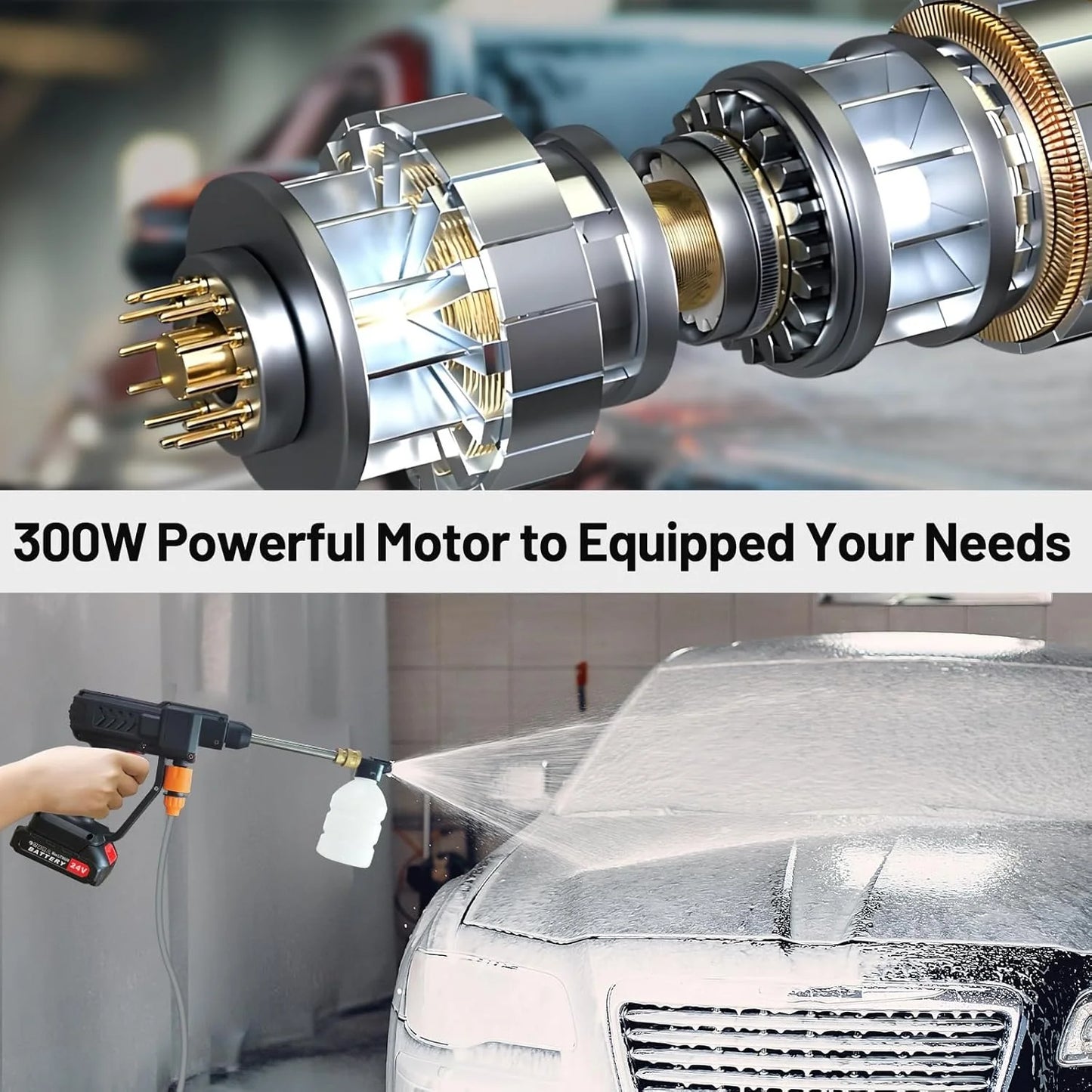 48V Portable Cordless Car Pressure Washer Kit With Rechargeable Battery