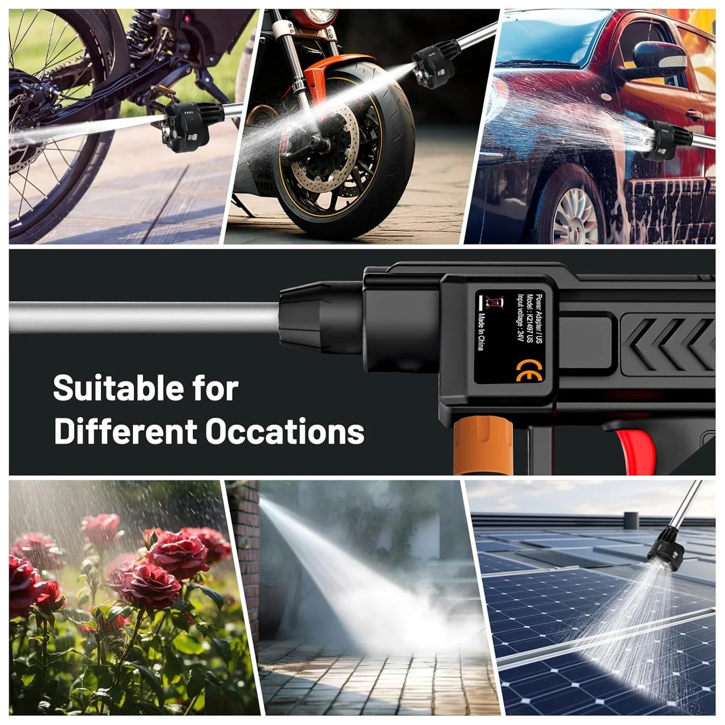 48V Portable Cordless Car Pressure Washer Kit With Rechargeable Battery